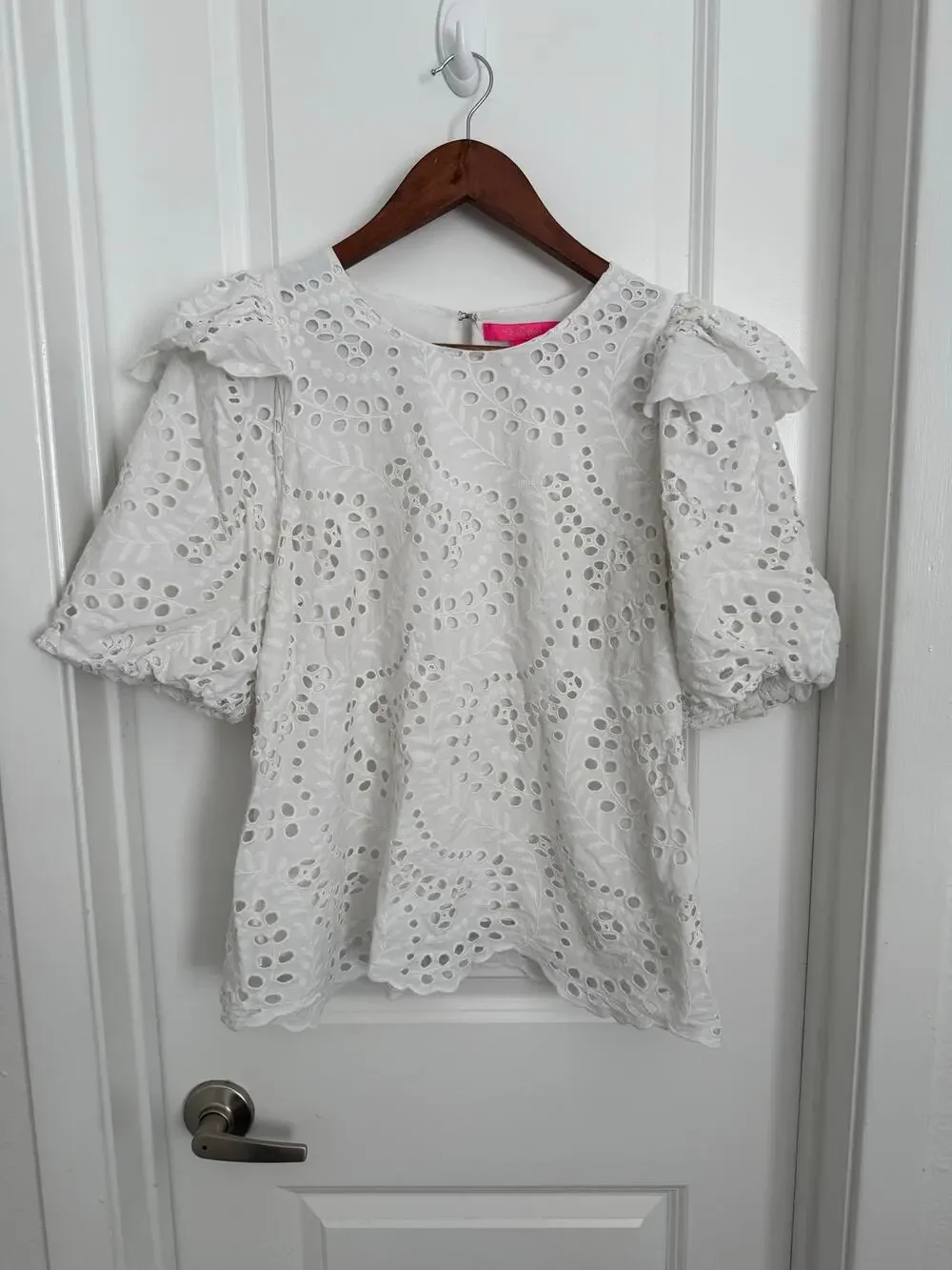 Lilly Pulitzer Aleena Eyelet Lace Puff Sleeve Blouse